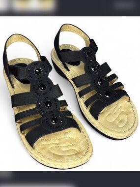 WHITE MOUNTAIN
Cliffs Camryn Wedge Sandal Black Rhinestone Jewels Women Size 7